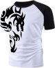 Men's Casual Dragon Graphic Print Colorblock Short Sleeve Round Tee Shirts