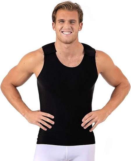 Mens Compression Tummy Control Tank with Velcro Shoulders Straps
