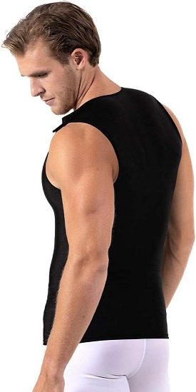 Mens Compression Tummy Control Tank with Velcro Shoulders Straps