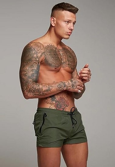 Mens Swim Trunks Quick Dry Swimwear Zipper Pockets, Swim Shorts with Mesh Lining