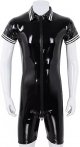 Men's Shiny Patent Leather Jacket Casual Slim Fit Leather Tank Top T-Shirts
