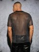 Men's Glitter Mesh Sheer Round Neck Short Sleeve  Shiny Tee Tops